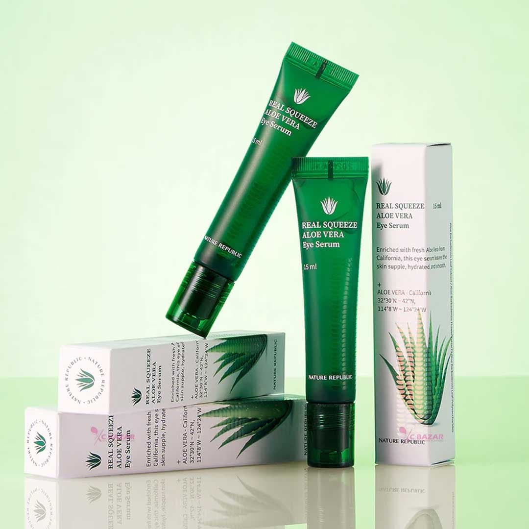 REAL SQUEEZE ALOE VERA EYE SERUM(15ml)

BRAND :- Nature Republic