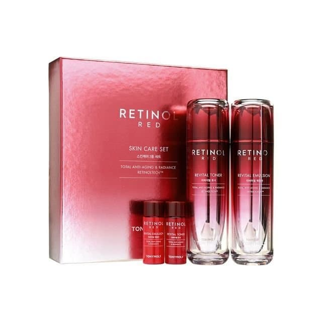 Tonymoly Retinol Red Skin Care Set

Retinol Red Revital Toner 120ml + 20ml
Retinol Red Revital Emulsion 120ml + 20ml