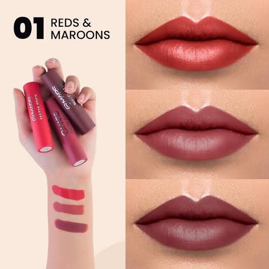 MARSMatte Box Set of 3 Lipsticks for Women |  (3x3.2 gm) (01-Red & Maroon)